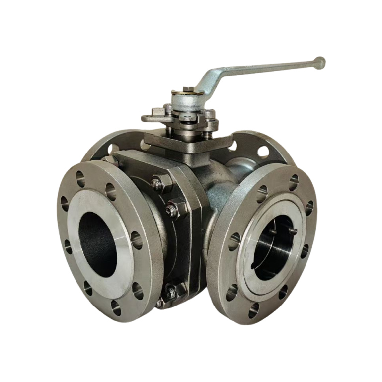 Three way flange ball valve